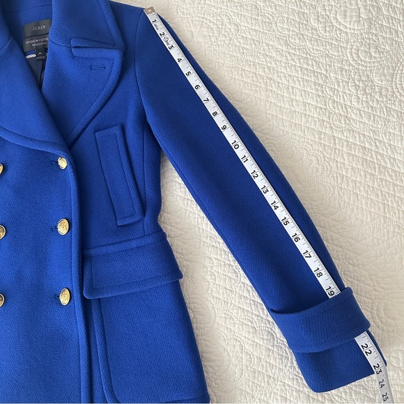 J. Crew Royal Blue Majesty Stadium Cloth Nello Gori Wool Peacoat Coat Women’s 00 - Picture 8 of 16